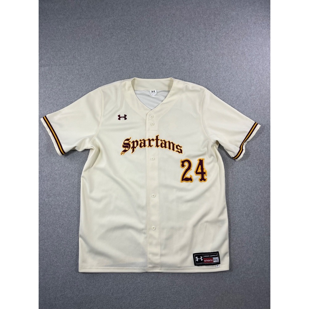 St Thomas Aquinas College Spartans Baseball Jersey Mens 2XL White Under Armour